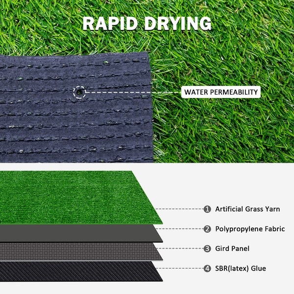 （2-Pack) 3.3ft x 10ft Realistic Artificial Grass Turf Mat - 3.3ft x 10ft
