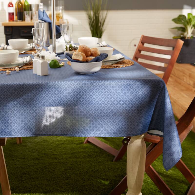 DII Stone Tonal Lattice Print Outdoor Tablecloth With Zipper 60 Round