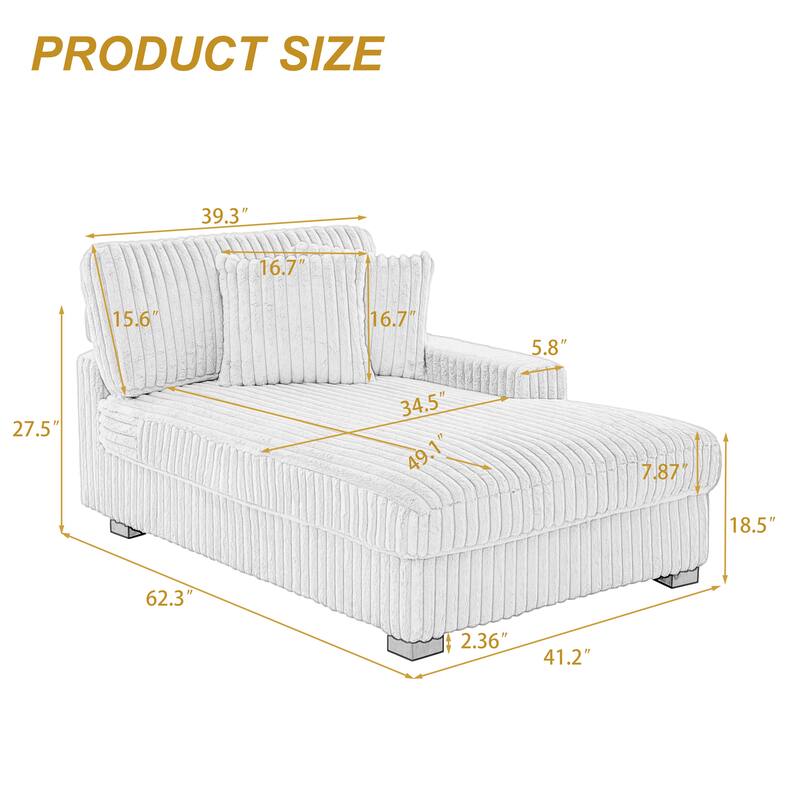 Plush Corduroy Chaise Armchair Modular Lounge Sectional Corner Sofa