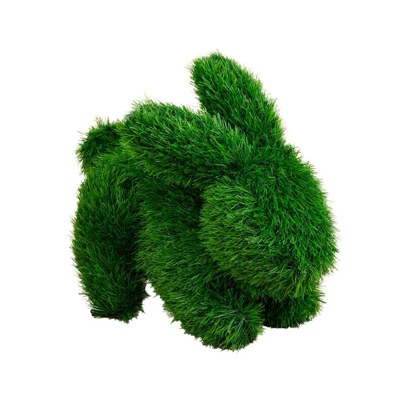 14-in UV Resistant Artificial Grass Garden Plush Topiary Bunny Rabbit - Green