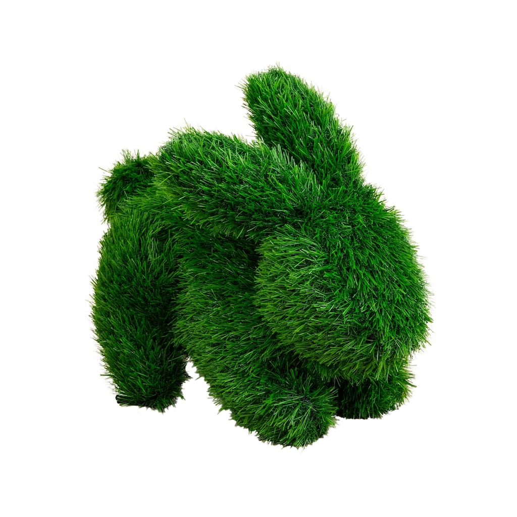 14-in UV Resistant Artificial Grass Garden Plush Topiary Bunny Rabbit - Green