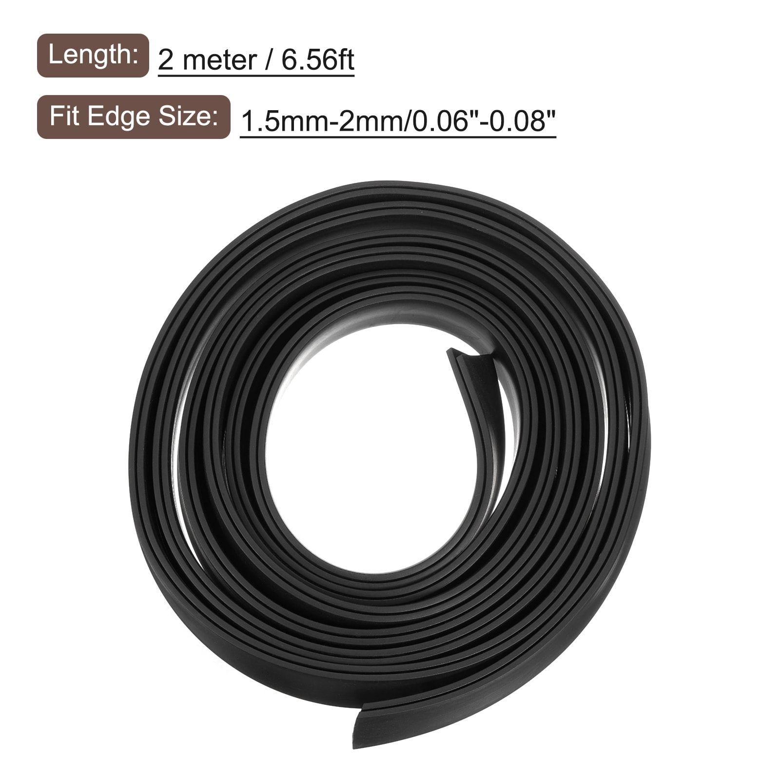 U Channel Edge Trim, Rubber Guard Seal Strip Edge Protector Flat Type - Black