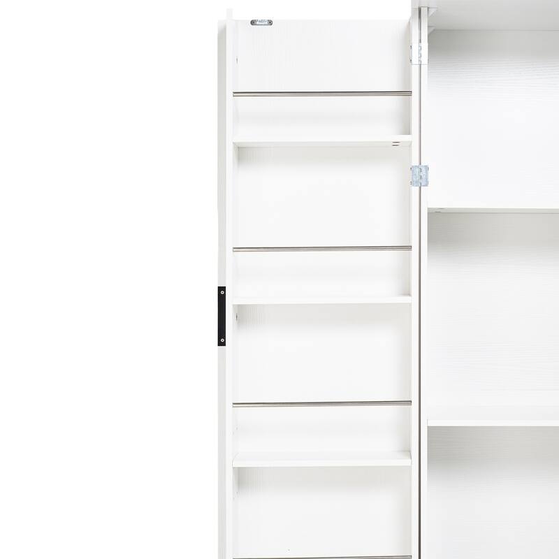 72" Modern Fluted Kitchen Pantry Cabinet with 2 Large Drawers and 8-Door Spice Rack