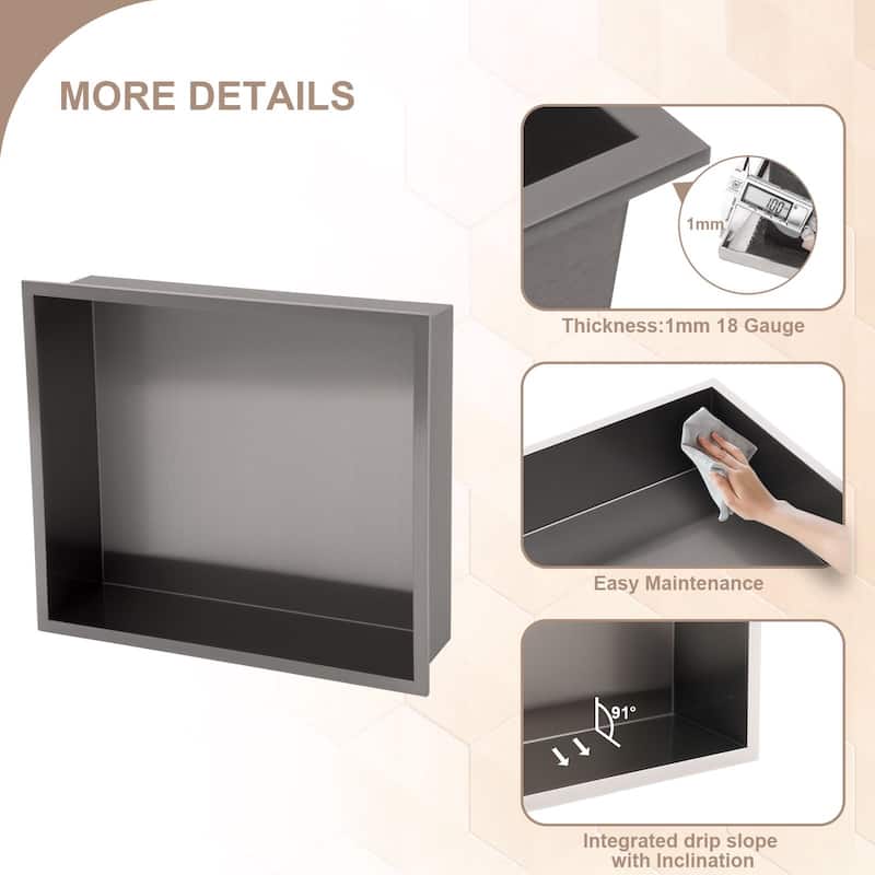 16'' x 14'' Bath Shower Niche Stainless Steel Bathroom Storage