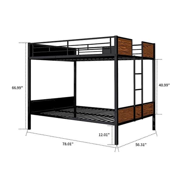 dimension image slide 0 of 3, Vintage Classic Metal Bunk Bed Frame with Built-in Ladder