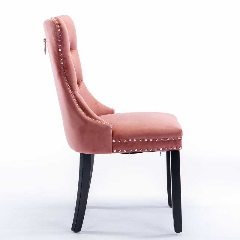 Set of 2 Modern High-End Tufted Solid Wood Upholstered Dining Chair with Nailhead Trim