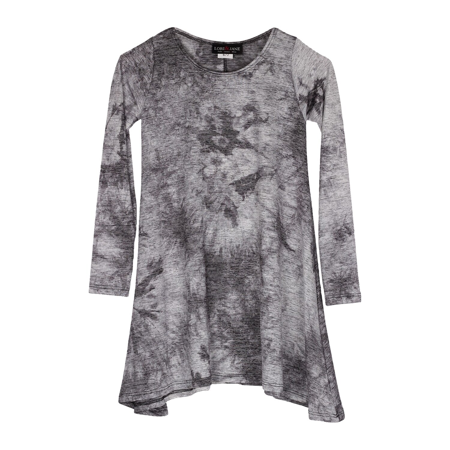 Shop Lori Jane Girls Gray Tie Dye Pattern Long Sleeve Casual