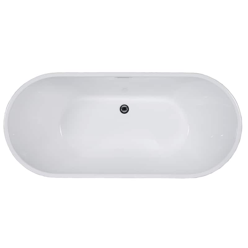 ALFI brand AB8838 59 inch White Oval Acrylic Free Standing Soaking Bathtub