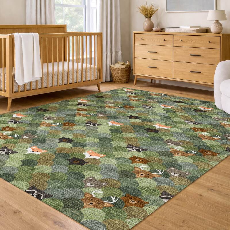 Machine Washable Indoor/ Outdoor Whimsy Critters Chantille Rug