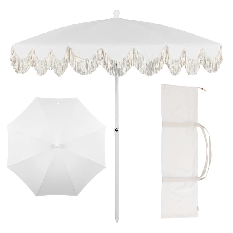 Mariner 6.5ft Classic Fringe Umbrella w/ Tilt & Bag