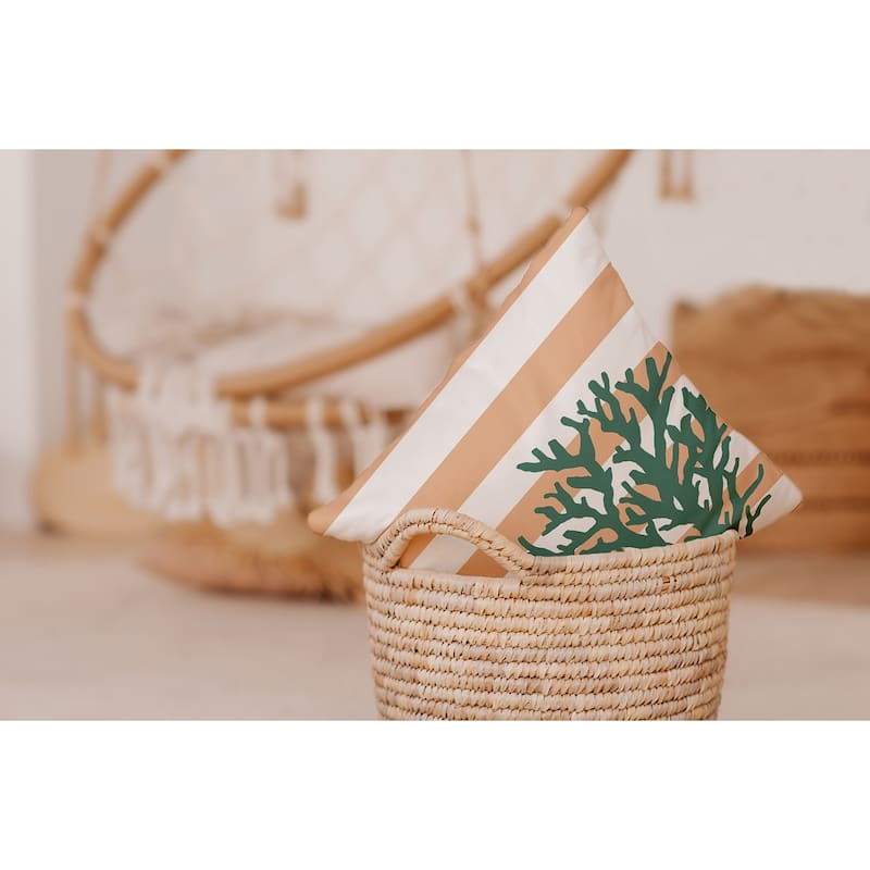 Coral and Stripes Indoor/Outdoor Throw Pillow