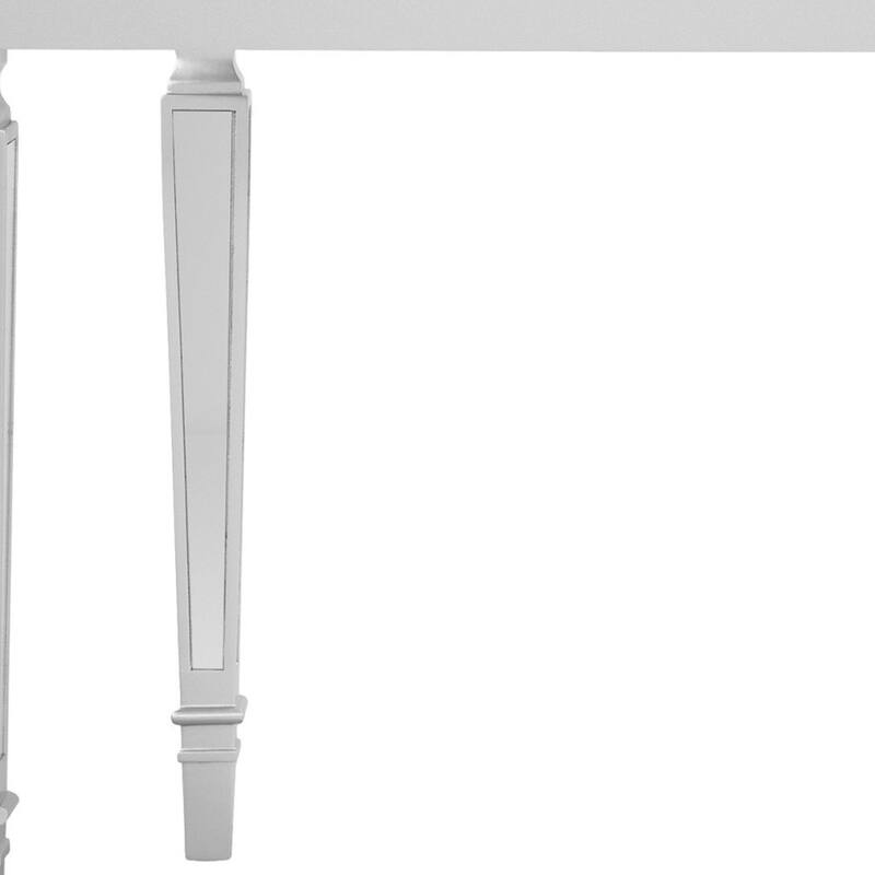 Silver Glass Free Form Console Table with Wood Base and Mirrored Top - 45” L x 16” W x 30” H