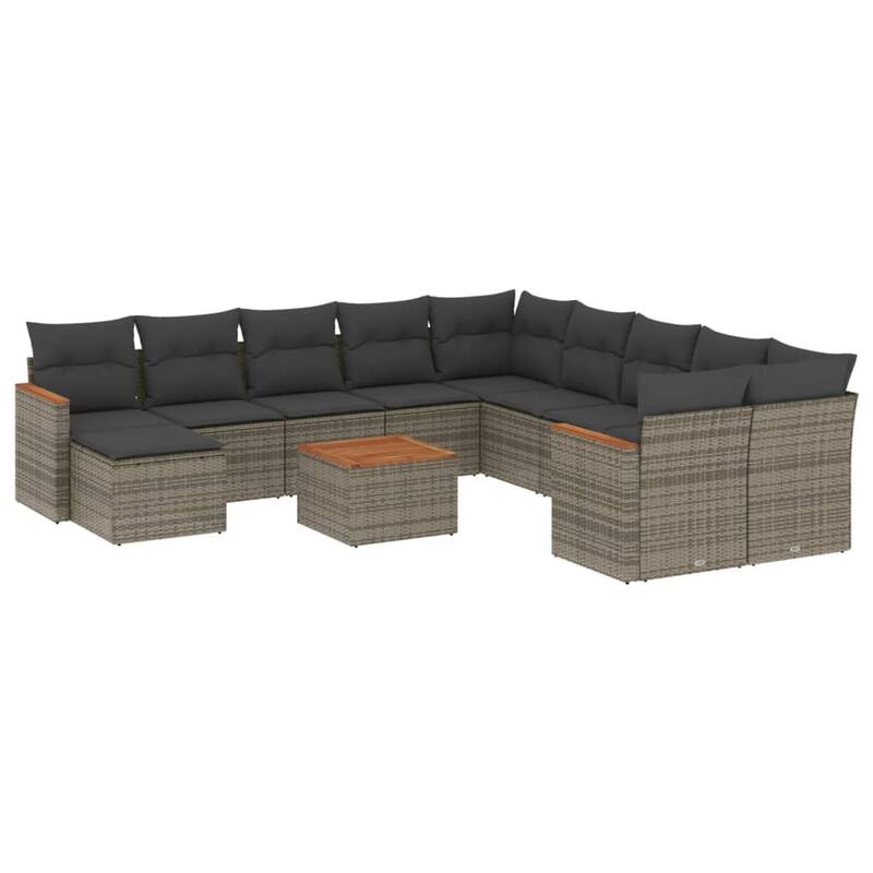 vidaXL Patio Sofa Set with Cushions Outdoor Conversation Furniture Poly Rattan - 24.4 x 24.4 x 27.2 in