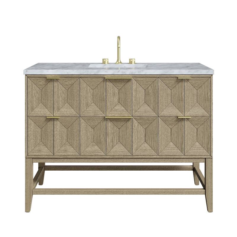 James Martin Vanities D100-V48-3CAR Emmeline 48" Single Basin Ash Wood - Pebble Oak - Oak Finish