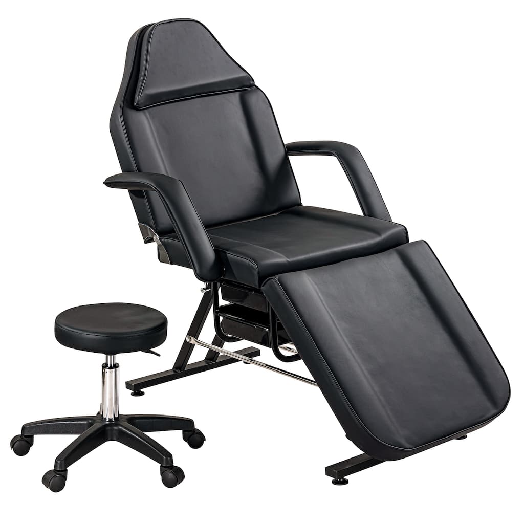 Massage Salon Tattoo Chair,2 Trays Esthetician Bed,Hydraulic Stool,3-Section Facial Table,Adjustable Barber Spa Beauty Equipment