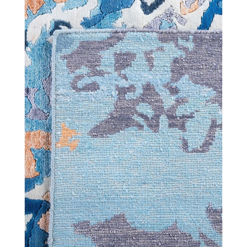 Modern One-of-a-Kind Hand-Knotted Area Rug - Blue, 8' 2" x 10' 1" - 8' 2" x 10' 1"