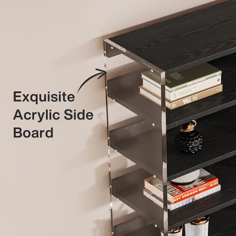 Bookshelf with Wood Shelves, Modern Bookcase, Display Storage Rack for Living Room, Bedroom, Home Office