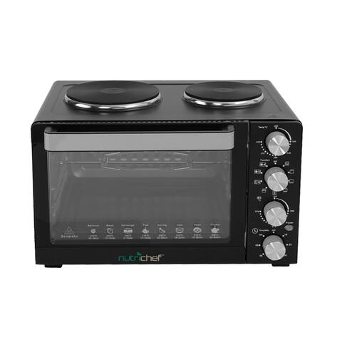 NutriChef PKRTO28 Kitchen Countertop Convection Oven Cooker with Warming Plates - 28