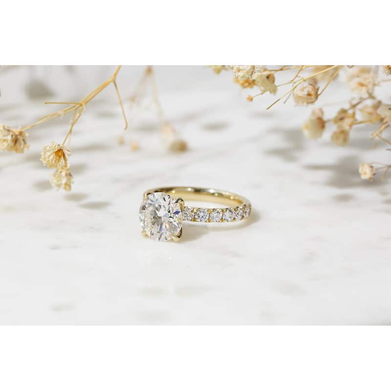 Kobelli 3.90 Carat Lab Grown Diamond Certified 14k Solid Gold Florence Engagement Ring (EF/VS)