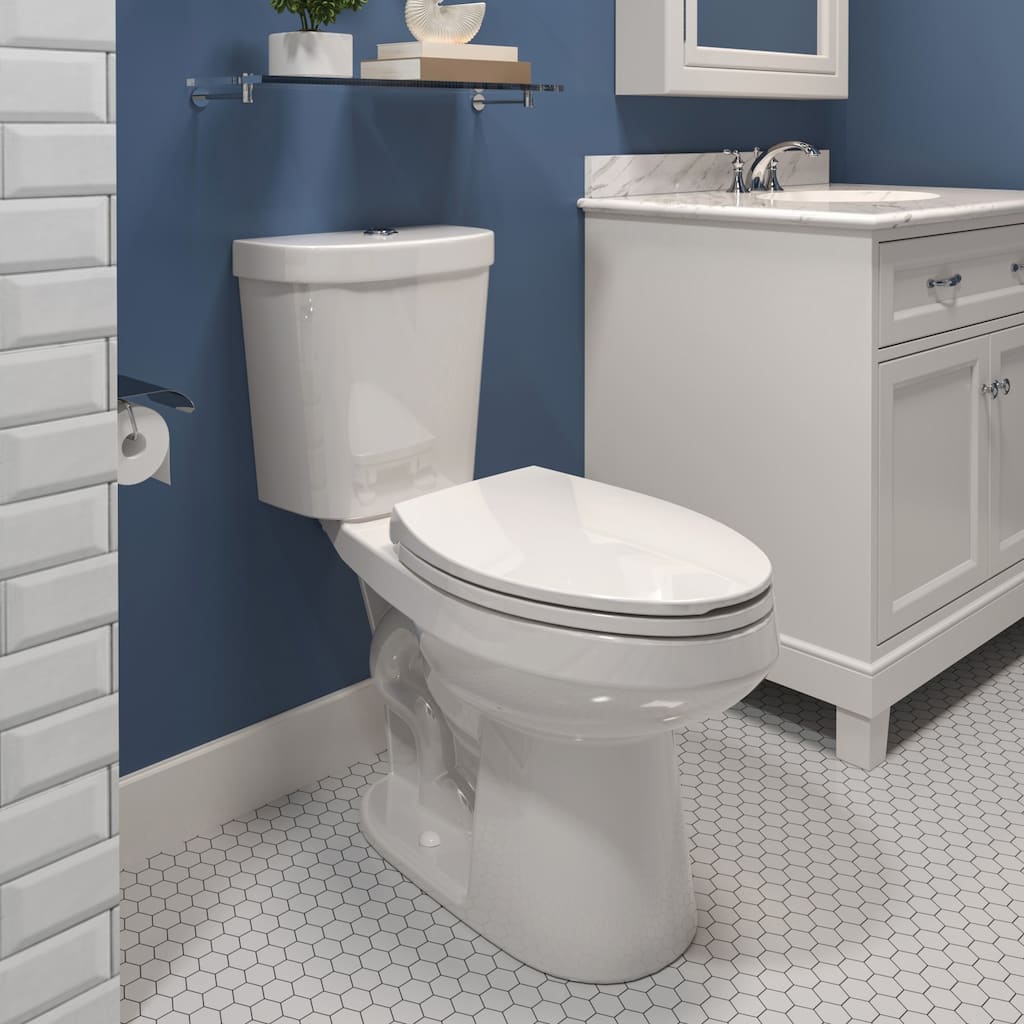 HOROW 2 Piece ADA Height Dual Flush Elongated Toilet White 1.1/1.6 GPF Strong Flush Soft Close Seat - 17 Inch