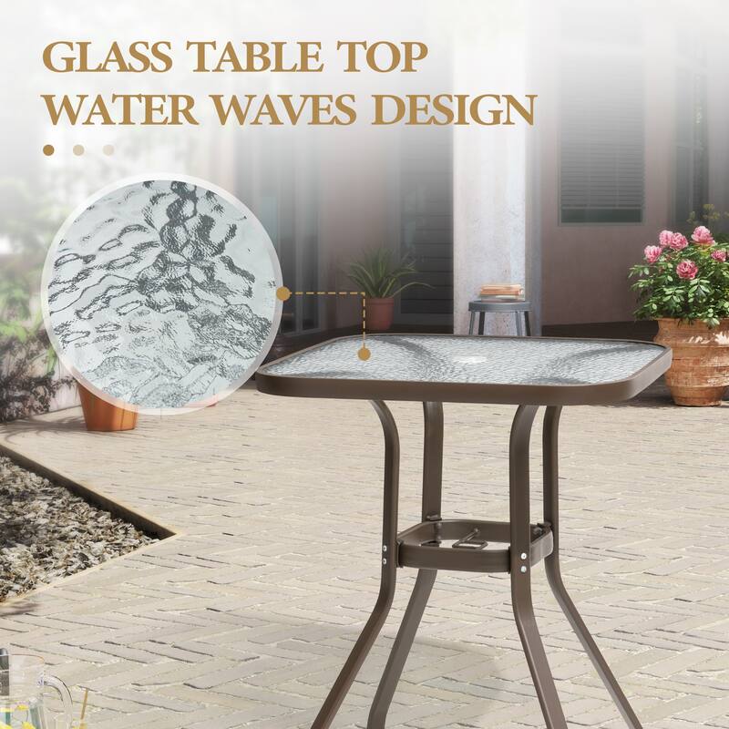 Outdoor Bar Stools Patio Bar Chairs and Glass Bar Table Set