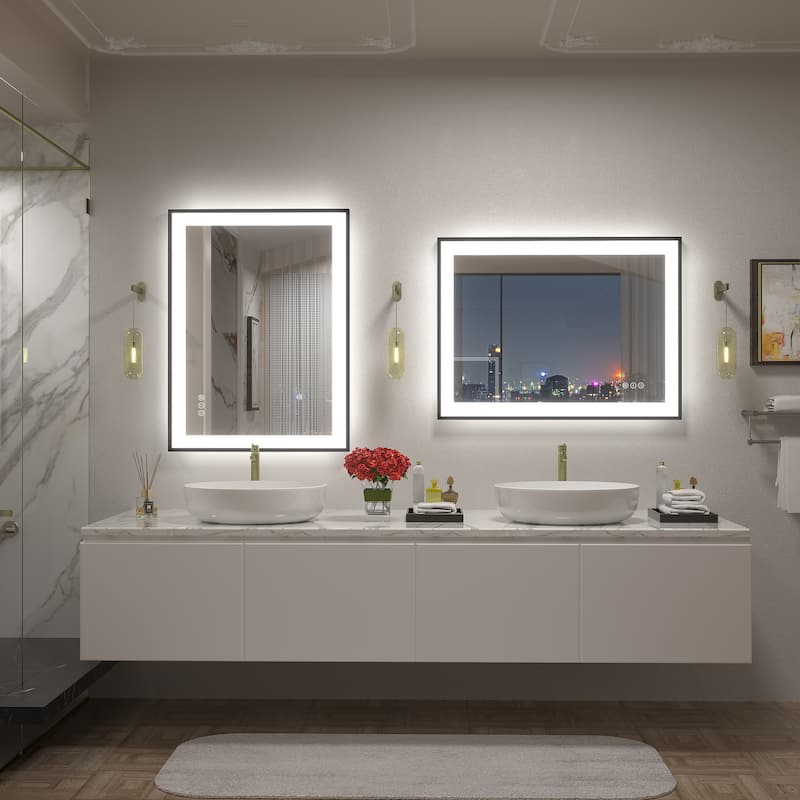 Front & Back LED Anti-Fog Tempered Glass Framed Bathroom/Vanity Mirror 3-Year Warranty
