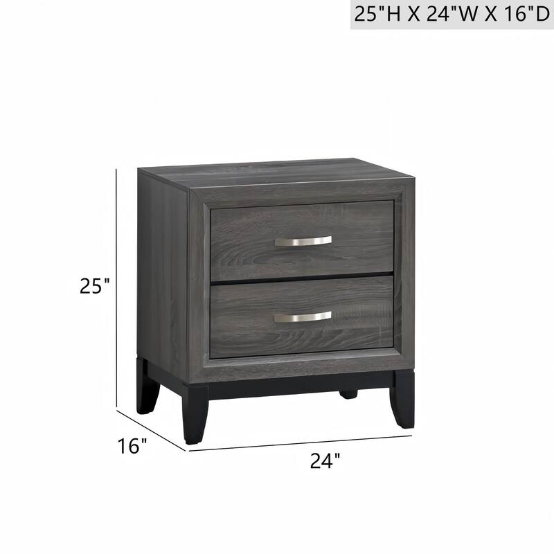 Modern Gray Nightstand with Smooth Drawers