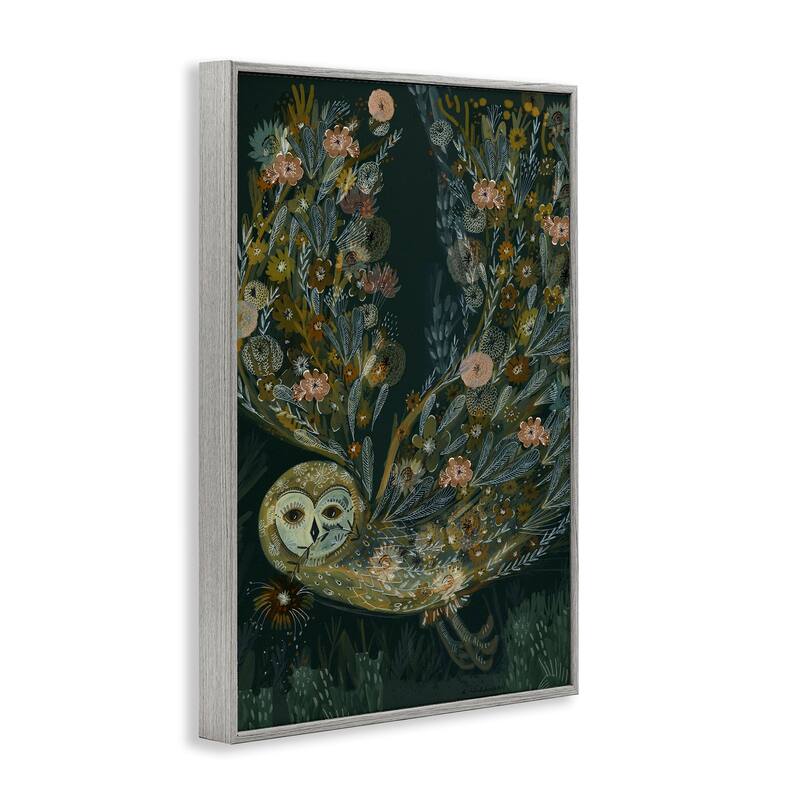 Stupell Floral Folk Barn Owl Framed Giclee Art Design By Kay Widdowson