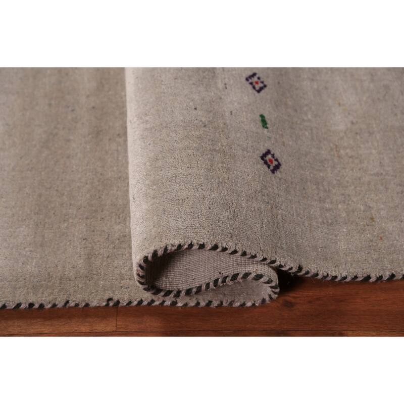 Ltribal Beige Gabbeh Oriental Area Rug Handmade Wool Carpet - 5'10" x 7'8"