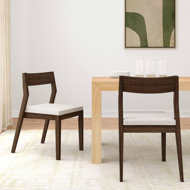 Plank and Beam Modern Solid Wood Upholstered Cushion Dining Chair - Set of 2