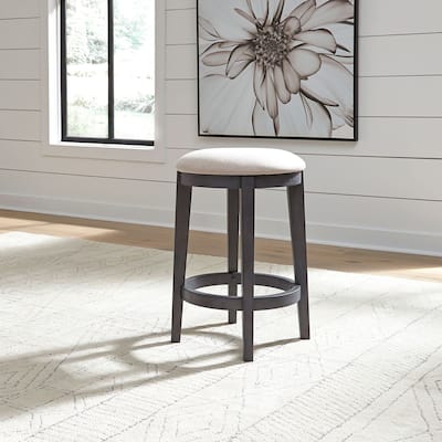 Ocean Isle Slate Upholstered Console Stool - Width 16" x Depth 16" x Height 25"
