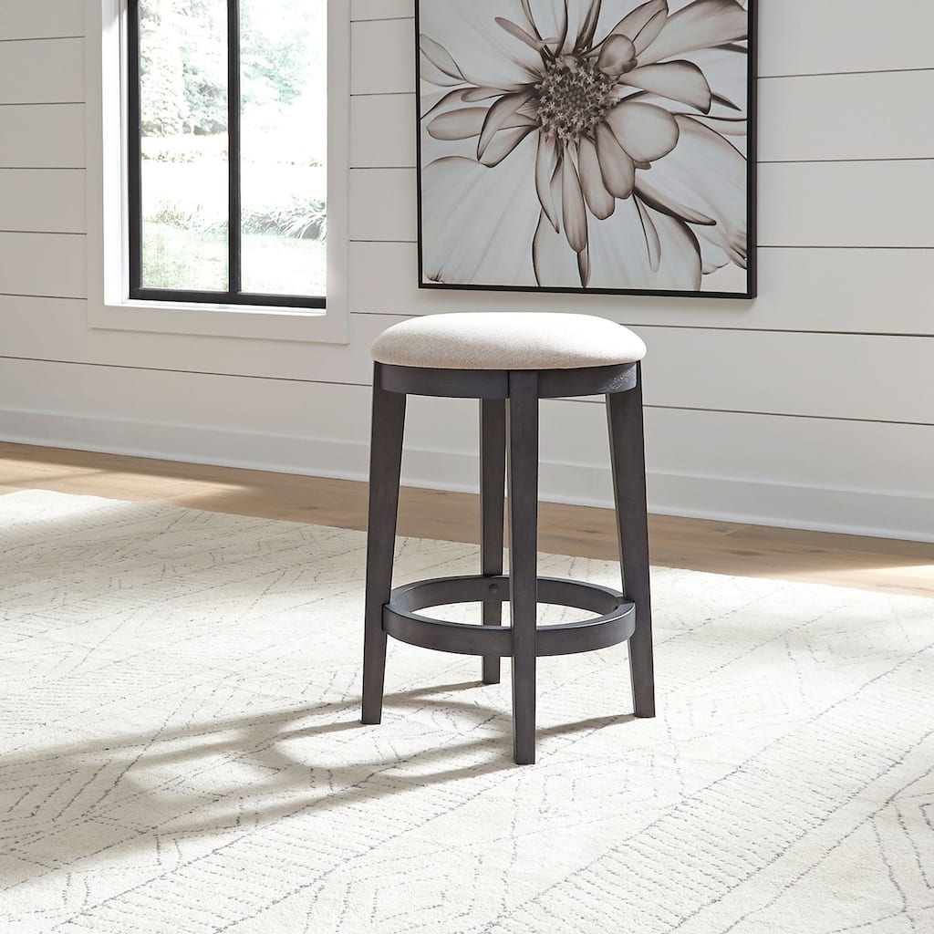 Ocean Isle Slate Upholstered Console Stool - Width 16" x Depth 16" x Height 25"