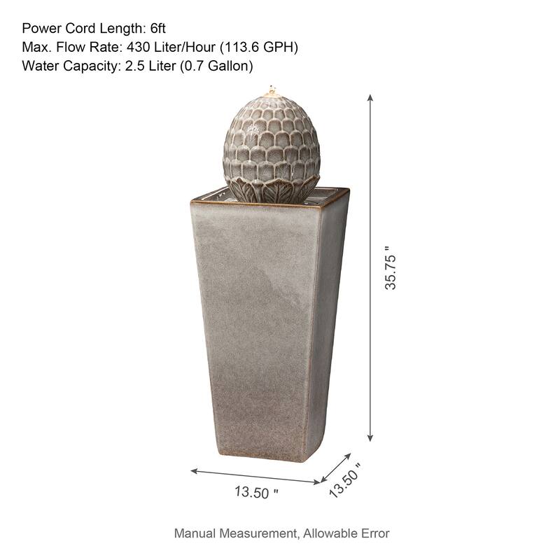 Demta Floating Pedestal Sphere Polyresin LED Garden Fountain with Pebbles by Havenside Home