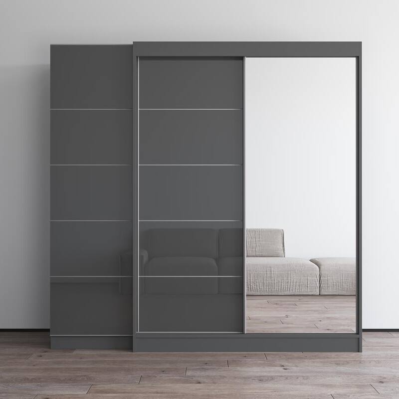 Aria 2D-EX Wardrobe with 1 Mirror - Gray