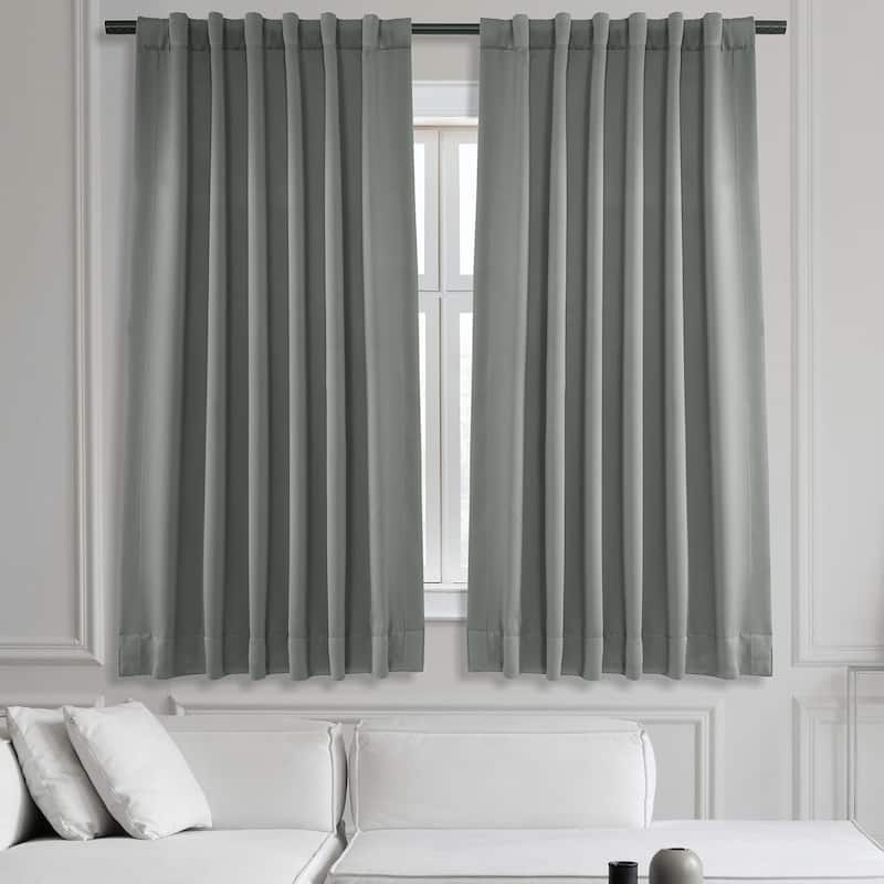Exclusive Fabrics Room Darkening Curtain Panel Pair 63 inches (2 Panels) - 50 x 63 - Neutral Grey