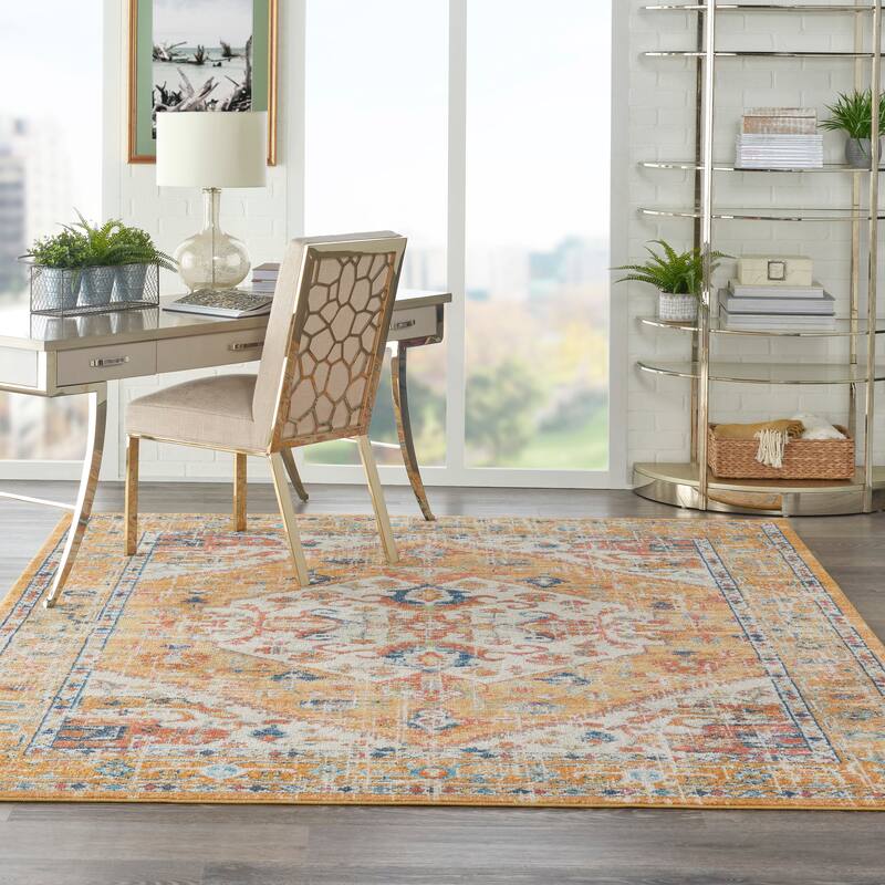 Copper Grove Alsleben Vintage Persian Floral Medallion Area Rug - 6'7" x 9'6" - Ivory/Yellow - Rectangle