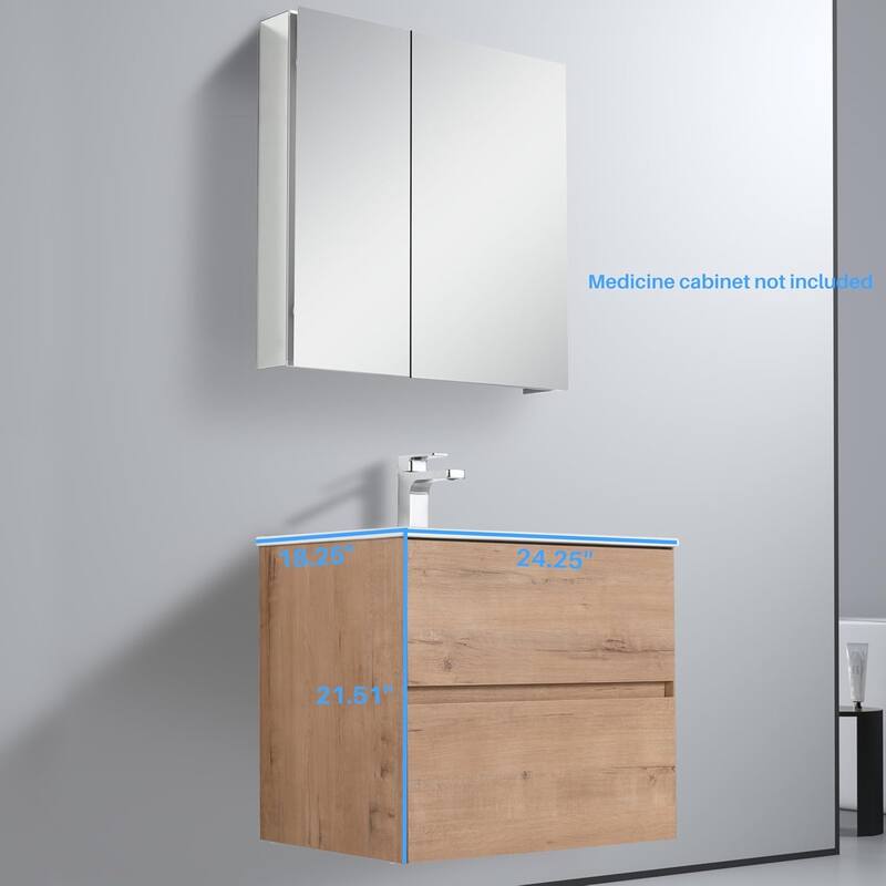 Blossom All Wood Wall Mounted Floating Bathroom Vanity with Sink