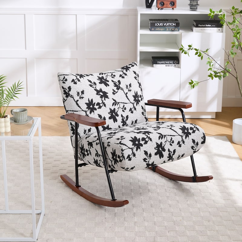 Modern Accent Chair Arm Chair Living Room Rocking Chair Metal Frame