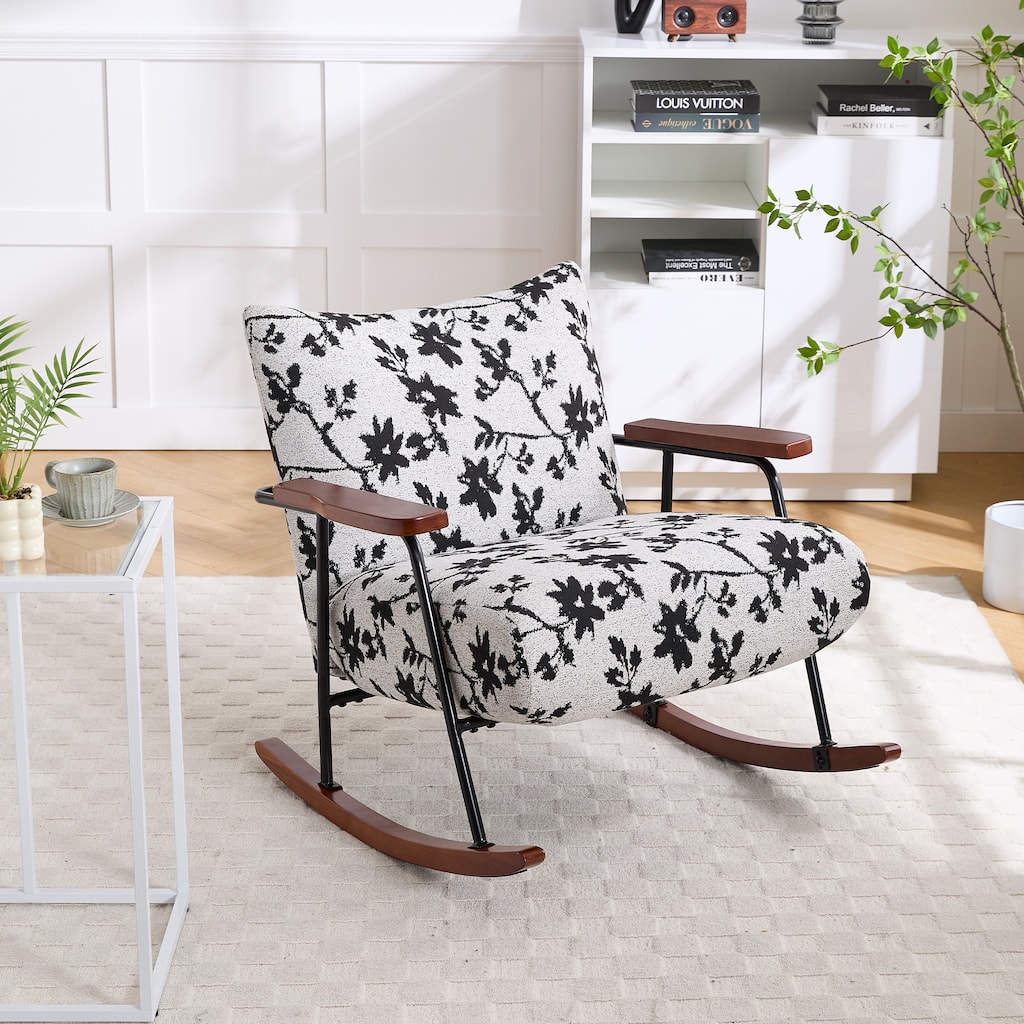 Modern Accent Chair Arm Chair Living Room Rocking Chair Metal Frame