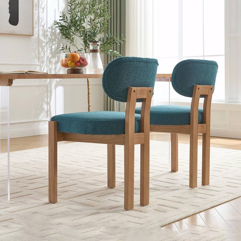 Wooden Dining Chairs Set of 2, Modern Fabric Upholstered Dining Room Chair