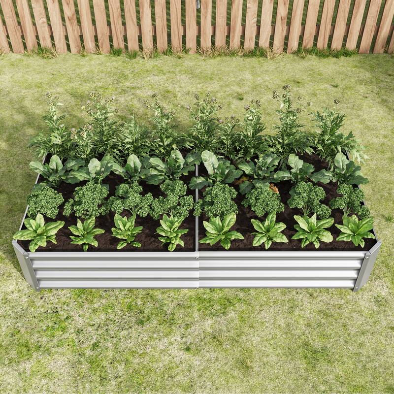 GDFStudio - Large Oval Metal Raised Garden Bed for Vegetables, Flowers, and Plants, Outdoor Backyard Planter Box