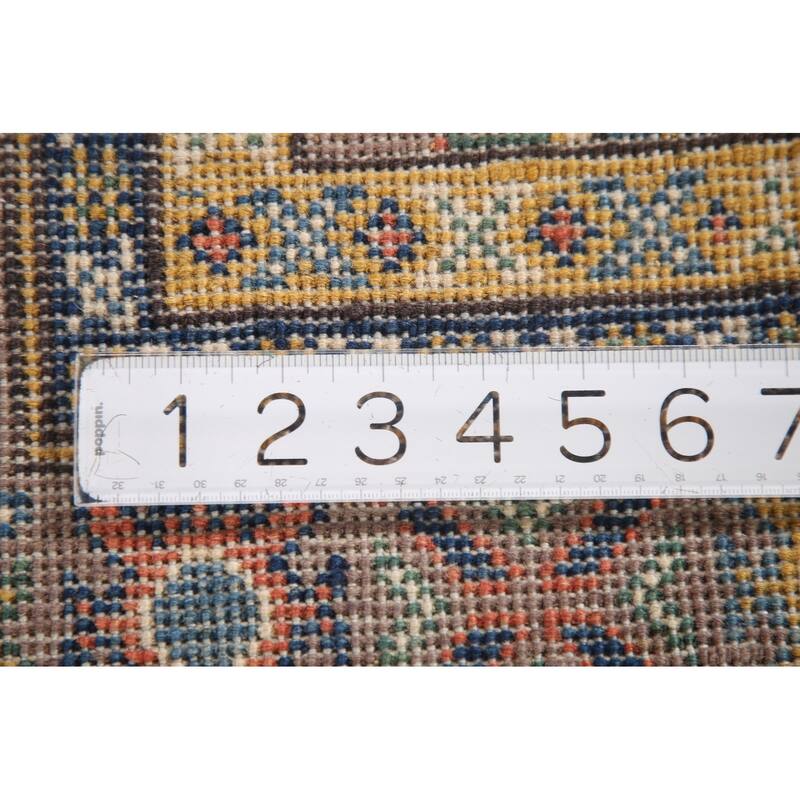 Brown Geometric Kazak Accent Rug Wool Carpet - 2'9" x 4'1"