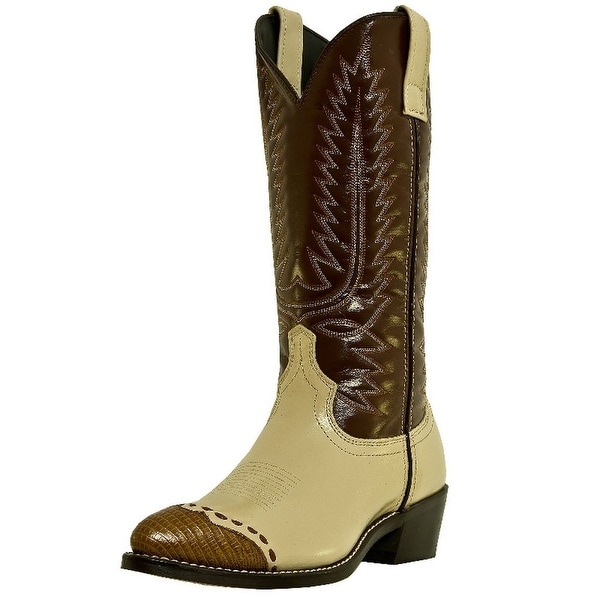 Laredo Western Boots Mens Flagstaff Faux Lizard Wingtip Bone
