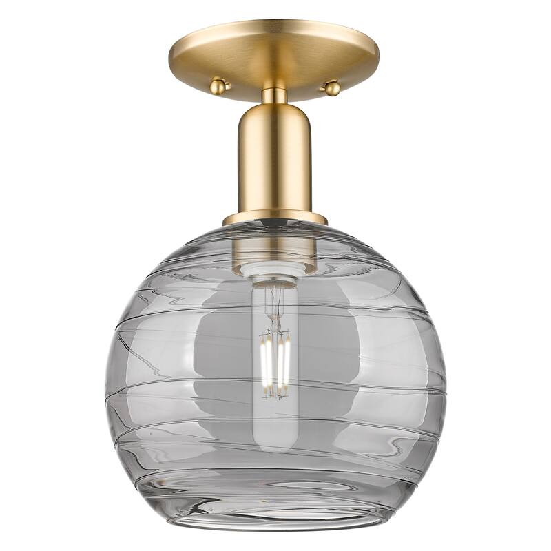 Innovations Lighting 716-1C-12-8 Athens Deco Swirl Semi-Flush Athens - Champagne Bronze / Light Smoke Deco Swirl