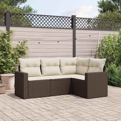vidaXL Garden Sofa Set Brown, Cream White - 24.4 x 25.8 x 27.2