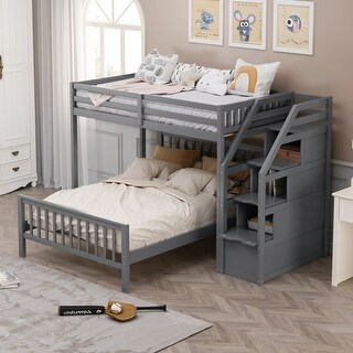 Twin over Full Loft Bed with Staircase - Bed Bath & Beyond - 36854886