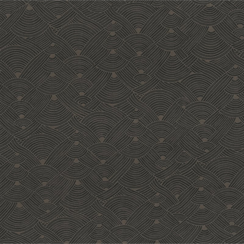 Galerie Wallcoverings Fusion Collection Geo Swirl Motif Non-woven Matte Wallpaper Roll - 33 feet x 21 inches - Black