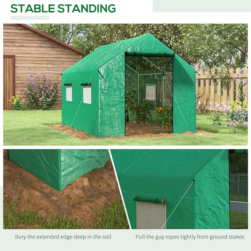 Tunnel Greenhouse with UV-resistant PE Cover, 6.6' x 10'