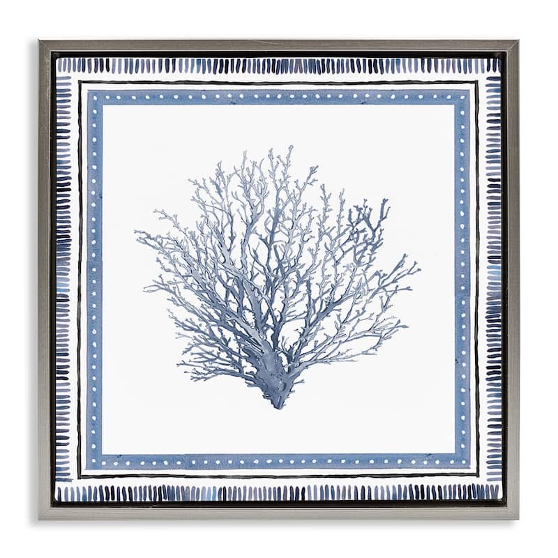 Stupell Nautical Branch of Coral Framed Floater Canvas Wall Art Design By Lanie Loreth - 25 x 25 - Grey