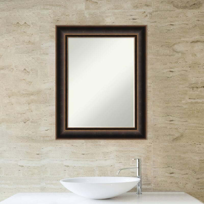 Villa Oil Rubbed Bronze Half-Inch-Beveled Wood Bathroom Wall Mirror - Villa Oil Rubbed Bronze - Glass Size 18x24